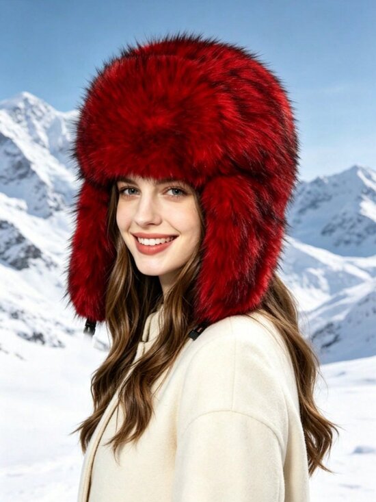 Ombre Reversible Women\'s Trapper Hat – Faux Fur, Warm Ear Protection main image 5